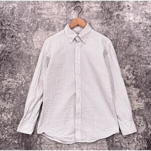 Spier & Mackay Dress Shirt 16 Mens Handmade Slim Fit Seersucker Striped